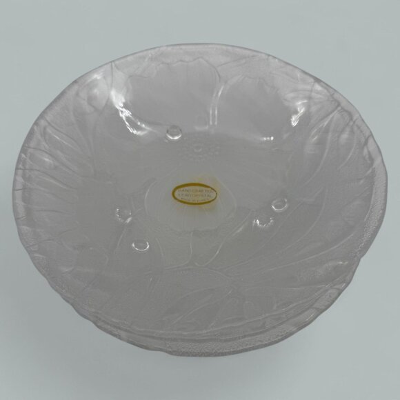 Set Of 4 Handcrafted Clear Glass Floral Dessert Plates 7 Inches Made In Korea - Picture 2 of 3